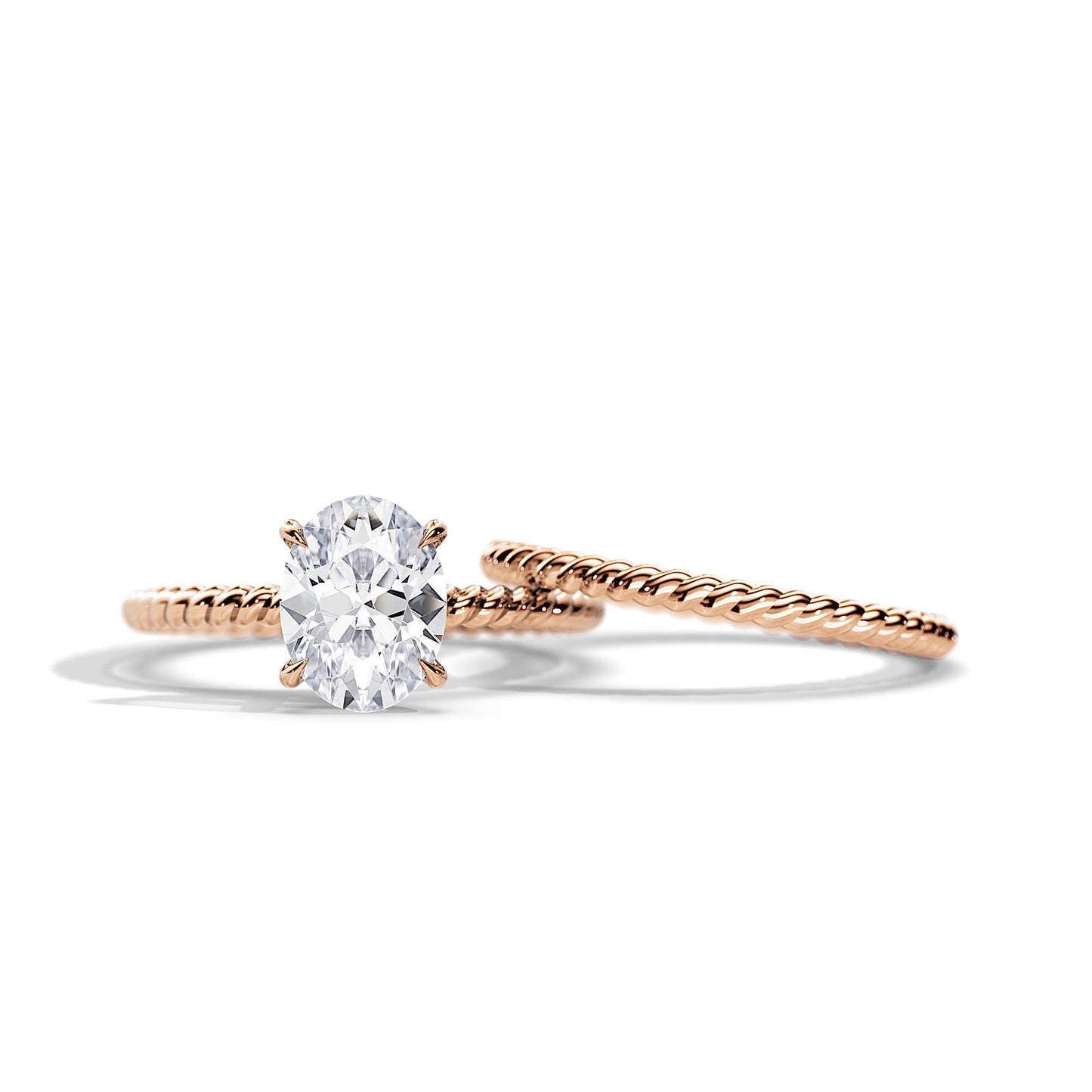 2.10 CT Oval Moissanite Hidden Halo Setting Bridal Ring Set