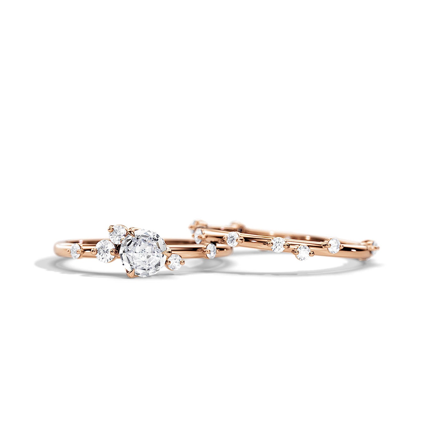 0.5 CT Round Moissanite Dainty Setting Bridal Ring Set