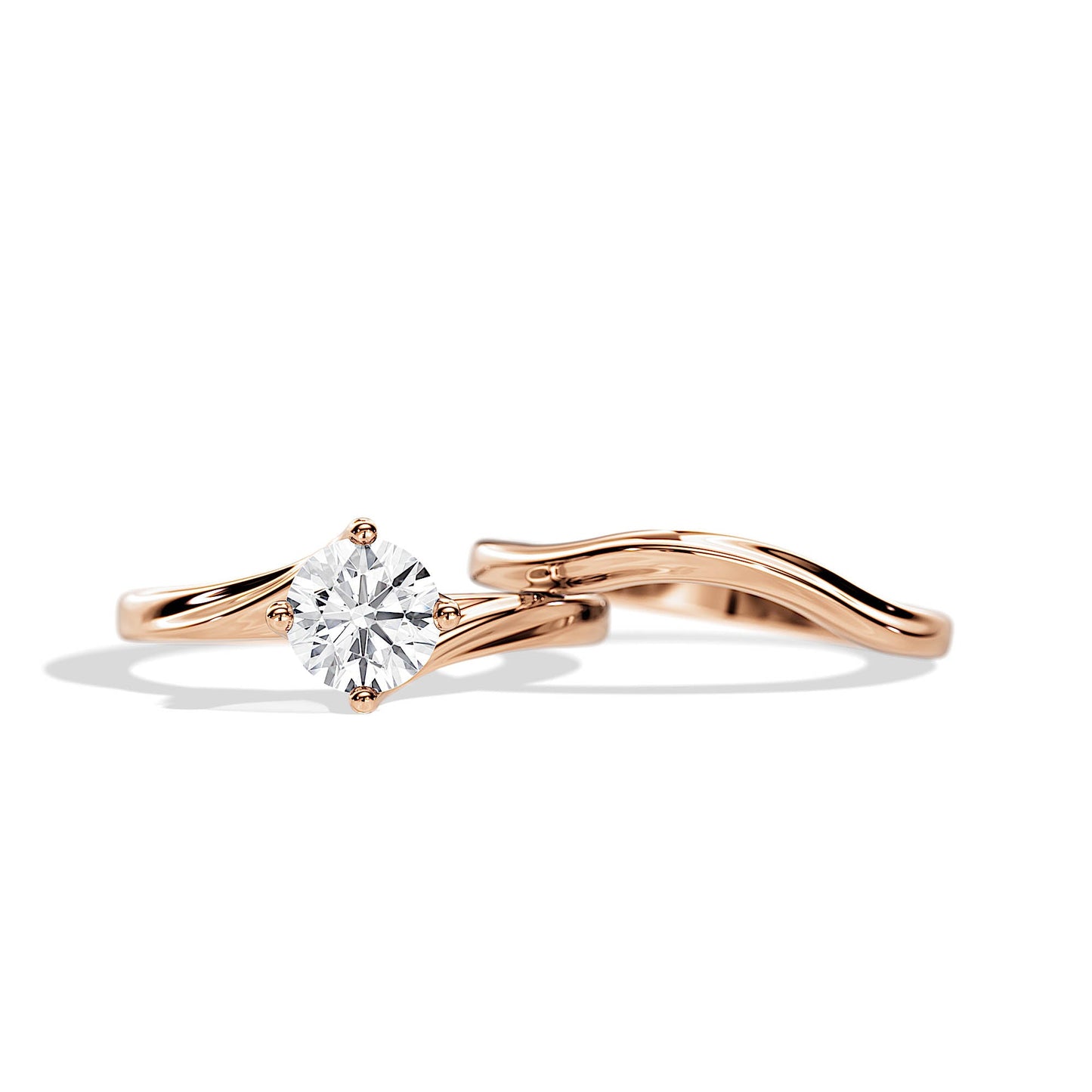 1.0 CT Round Moissanite Swirl Style Bridal Setting Ring Set