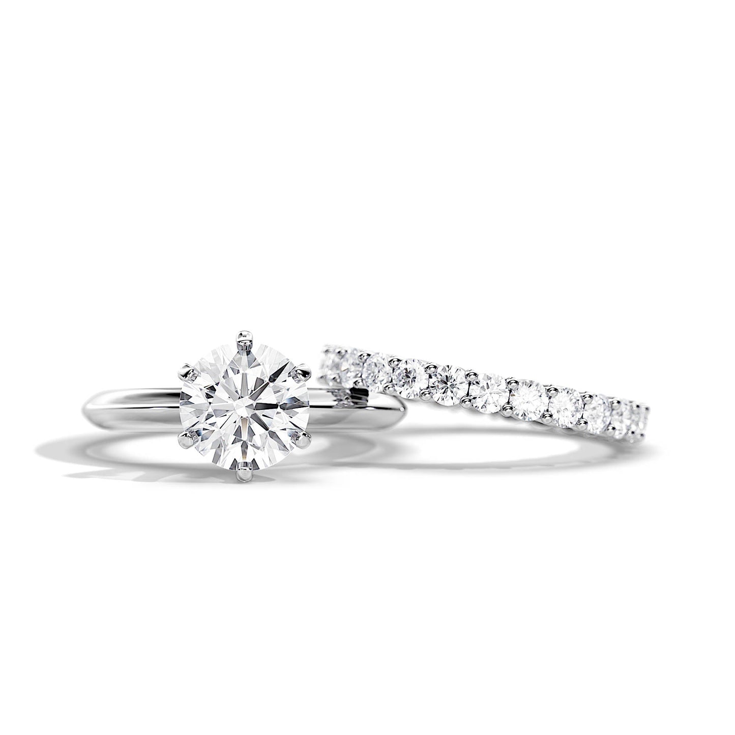2.0 CT Round Moissanite Solitaire Style Bridal Ring Set