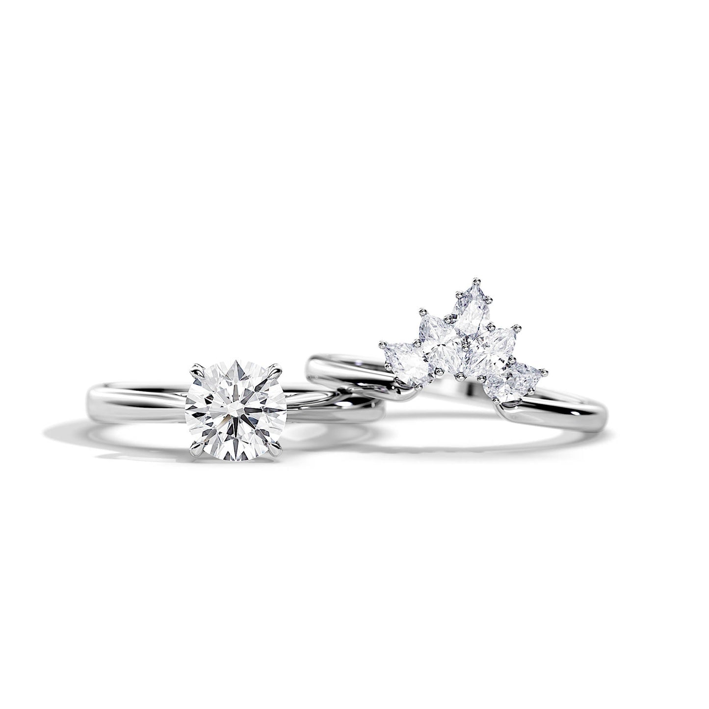 2.0 CT Round Moissanite solitaire Bridal Ring Set
