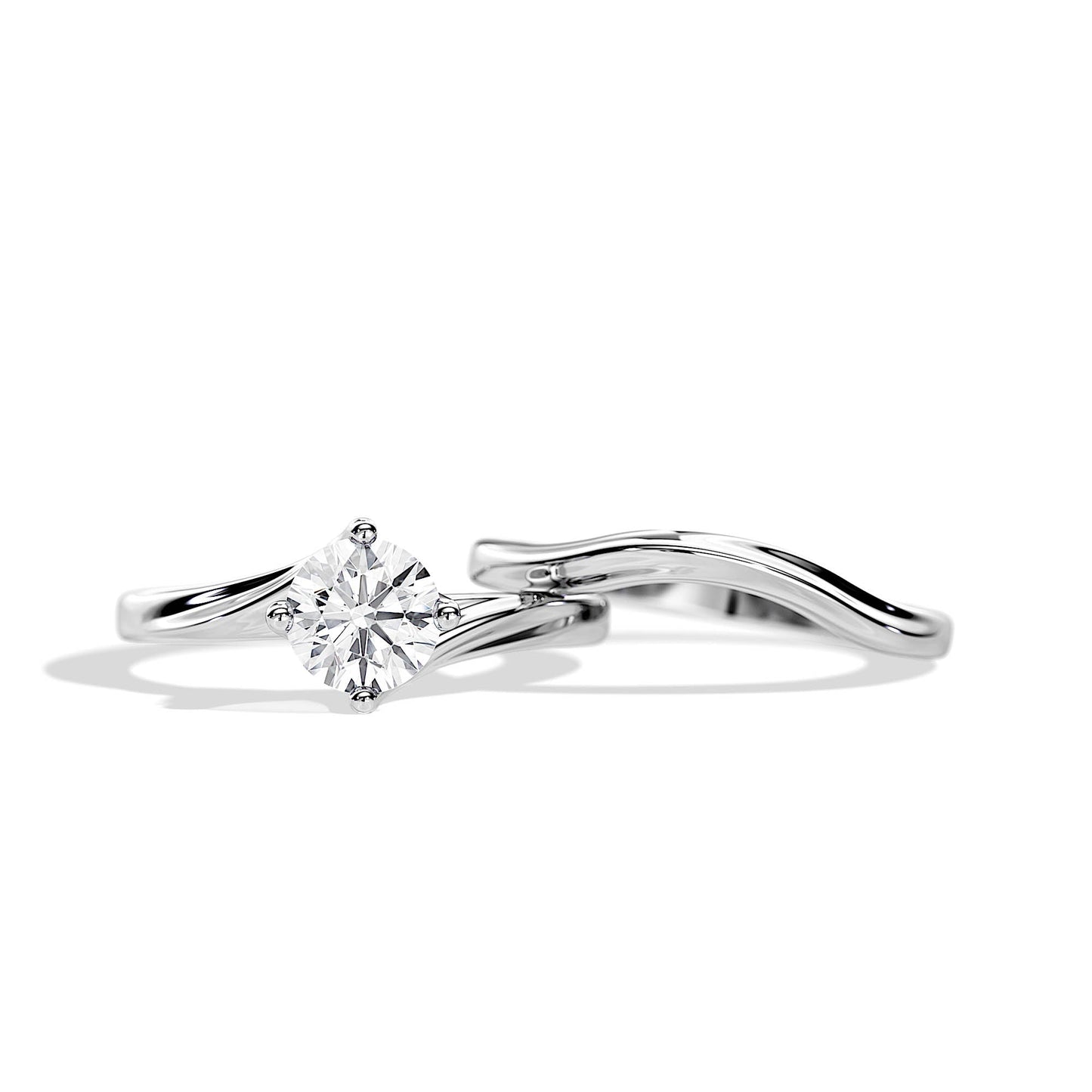 1.0 CT Round Moissanite Swirl Style Bridal Setting Ring Set