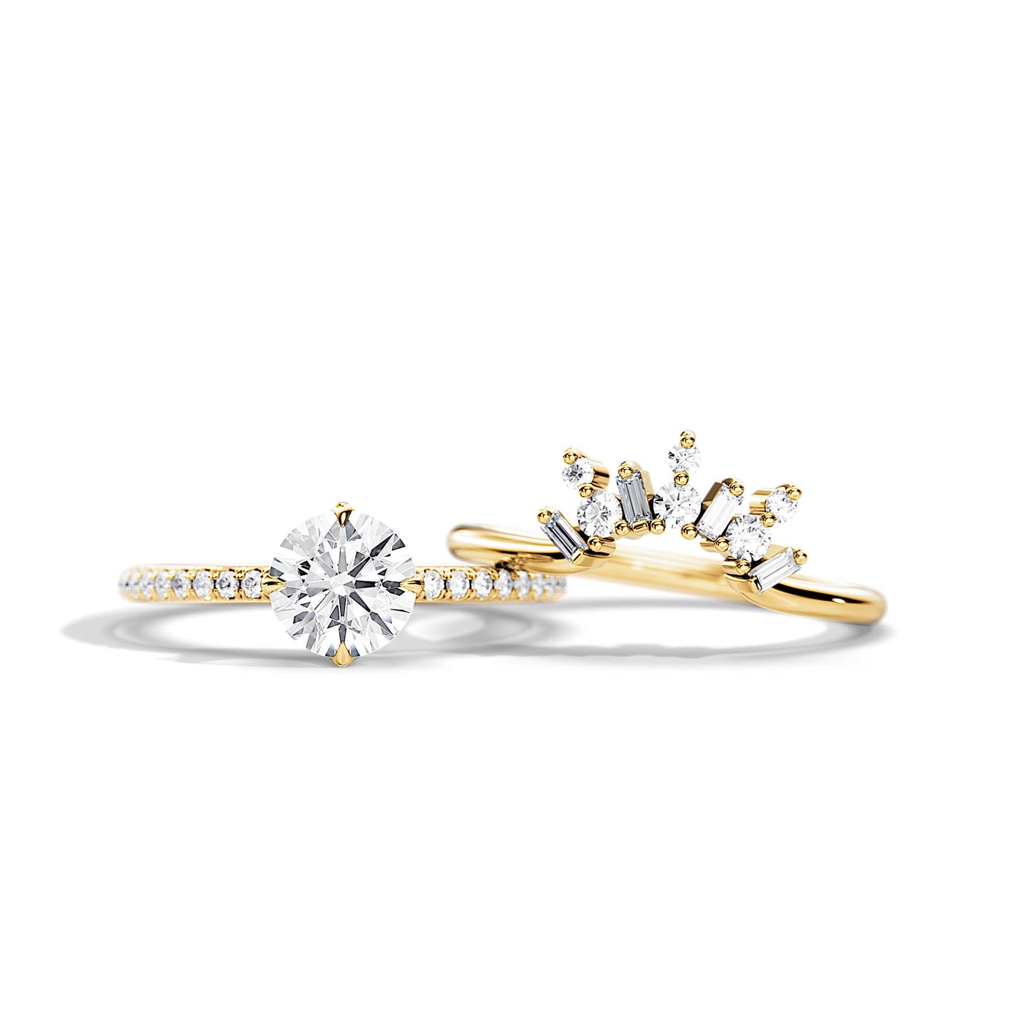 1.0 CT Round Moissanite Pave Setting Bridal Ring Set
