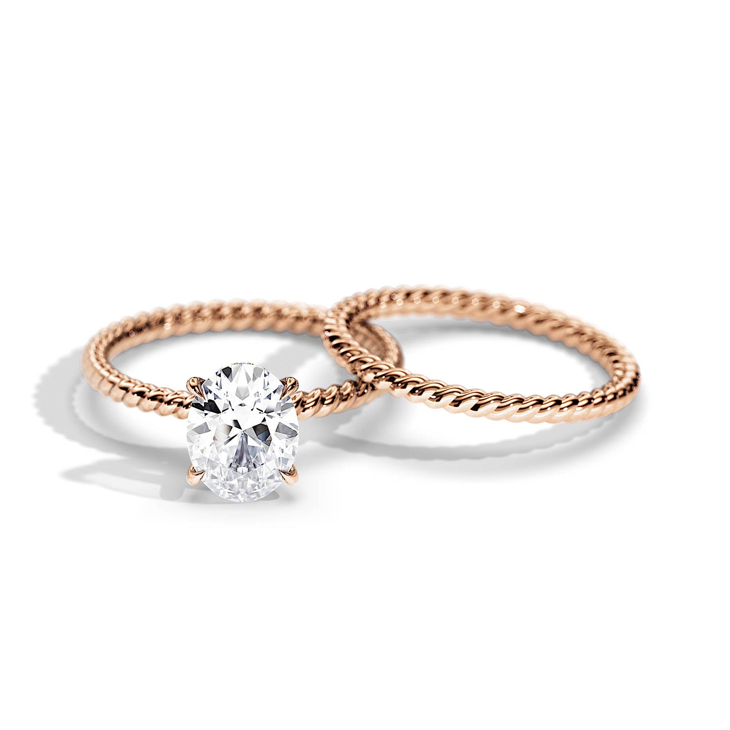 2.10 CT Oval Moissanite Hidden Halo Setting Bridal Ring Set