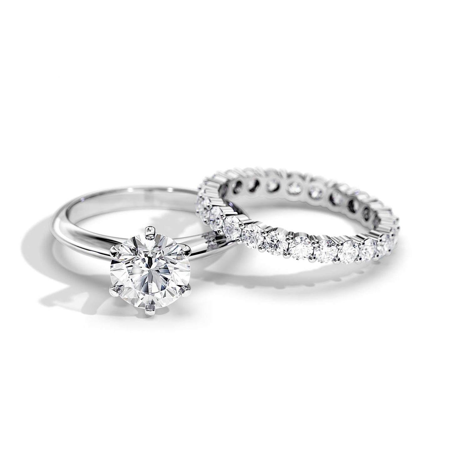 2.0 CT Round Moissanite Solitaire Style Bridal Ring Set