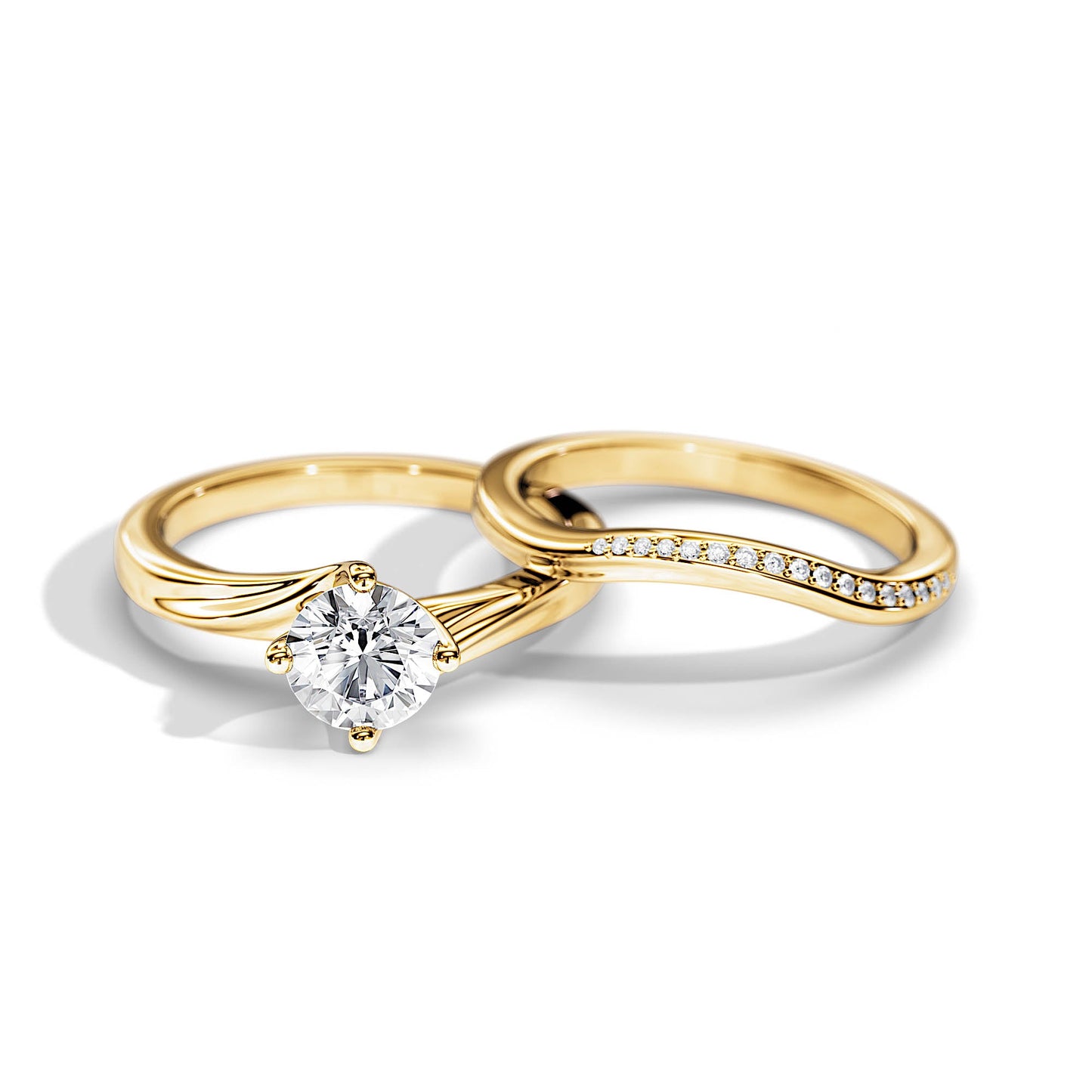 1.0 CT Round Moissanite Swirl Bridal Setting Ring Set