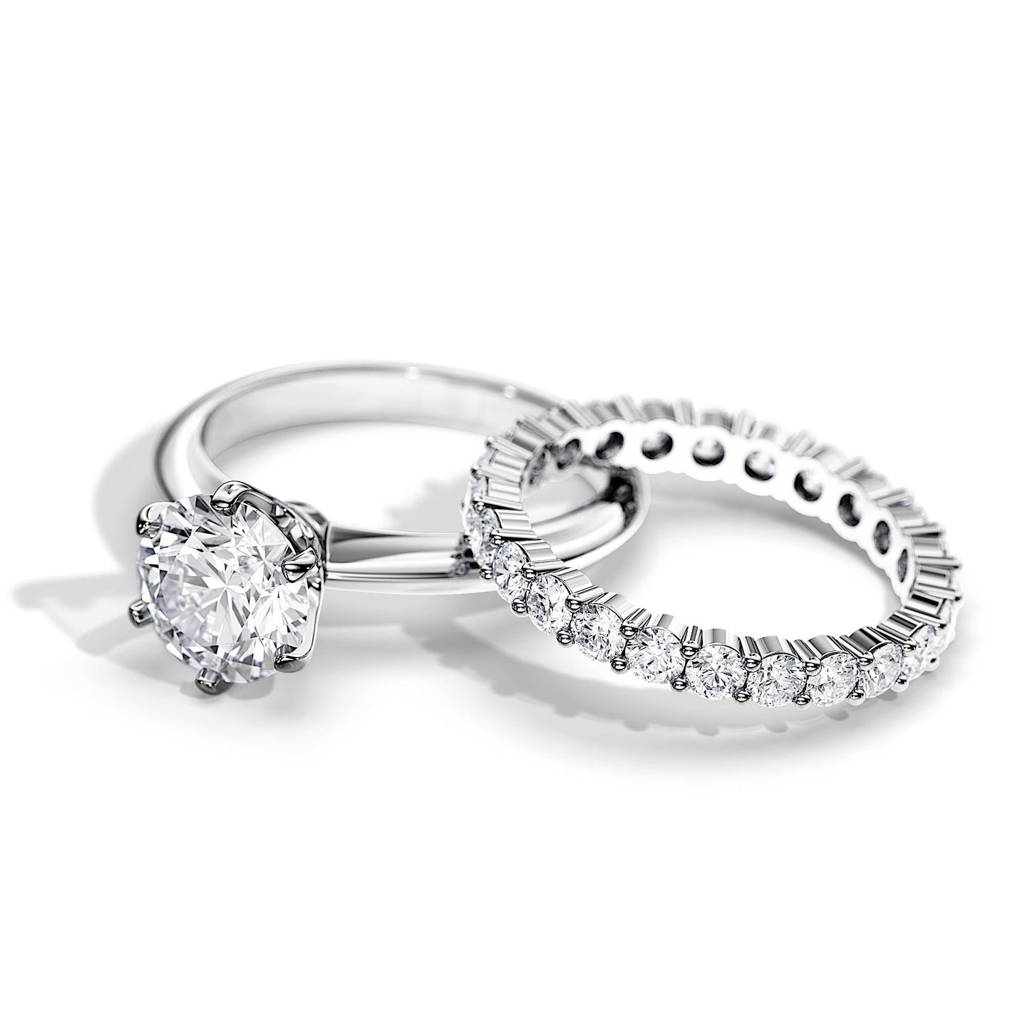 2.0 CT Round Moissanite Solitaire Style Bridal Ring Set