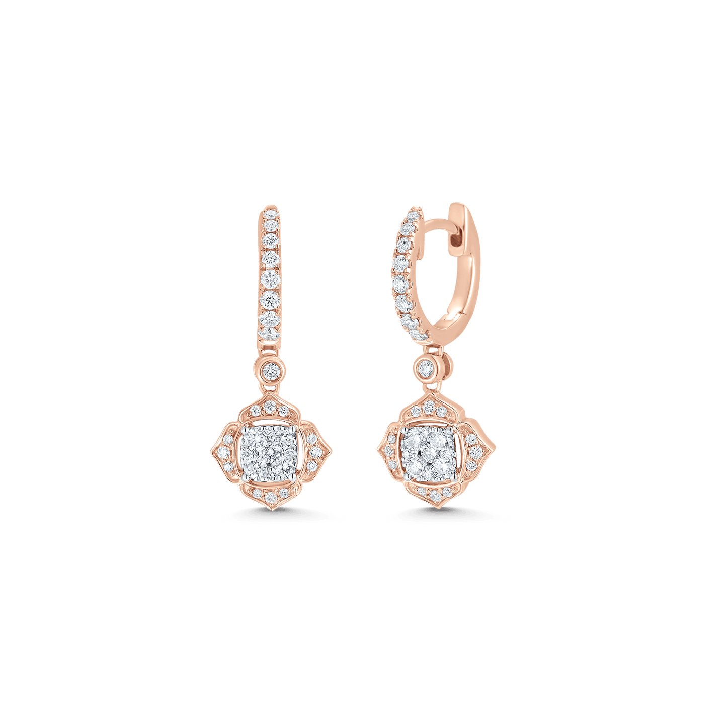 0.58 TCW Round Moissanite Diamond Drop Huggie Earrings - farrellouise