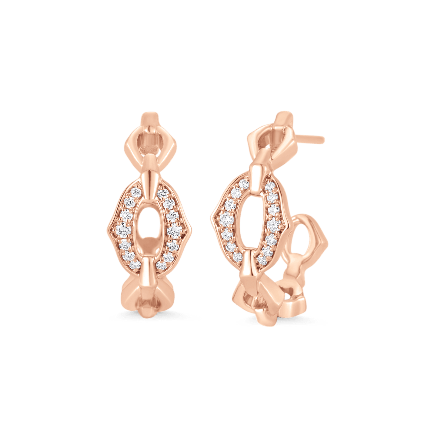 0.18 TCW Round Moissanite Diamond Link Hoop Earrings - farrellouise