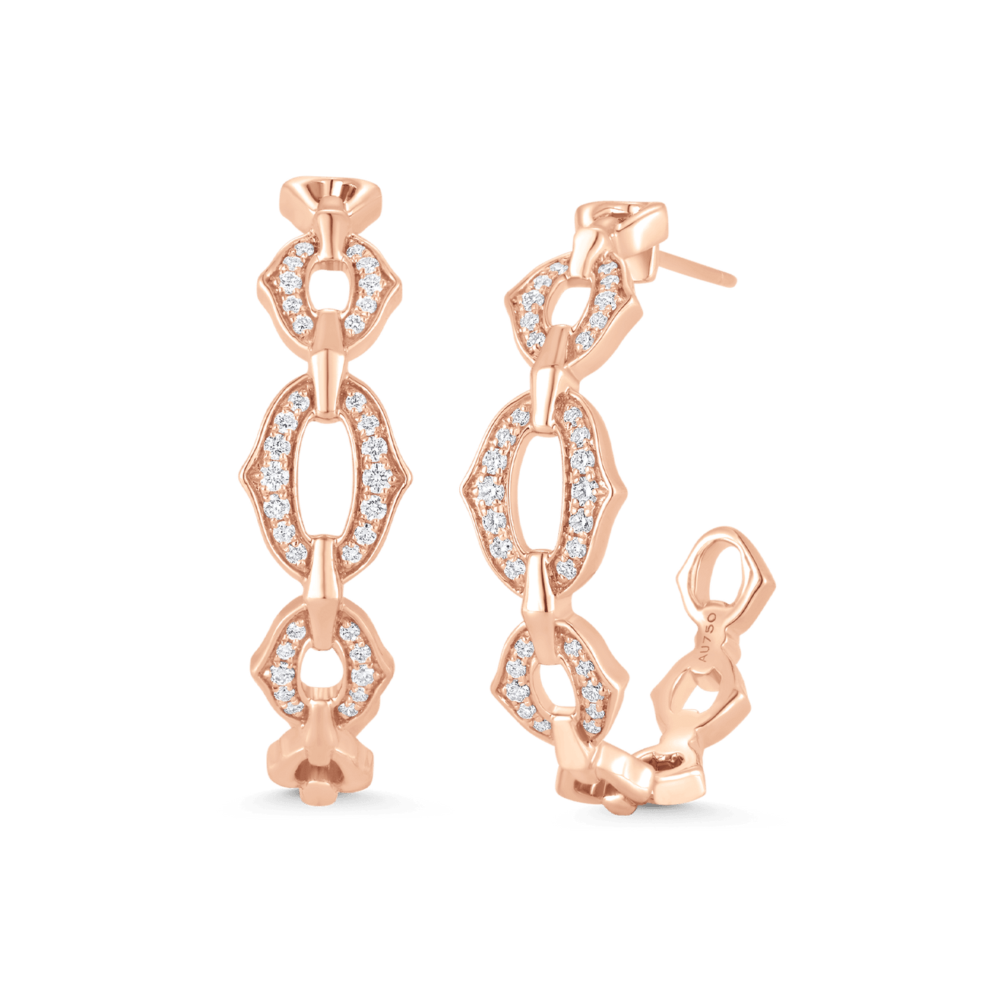 0.38 TCW Round Moissanite Diamond Chain Link Hoop Earrings - farrellouise
