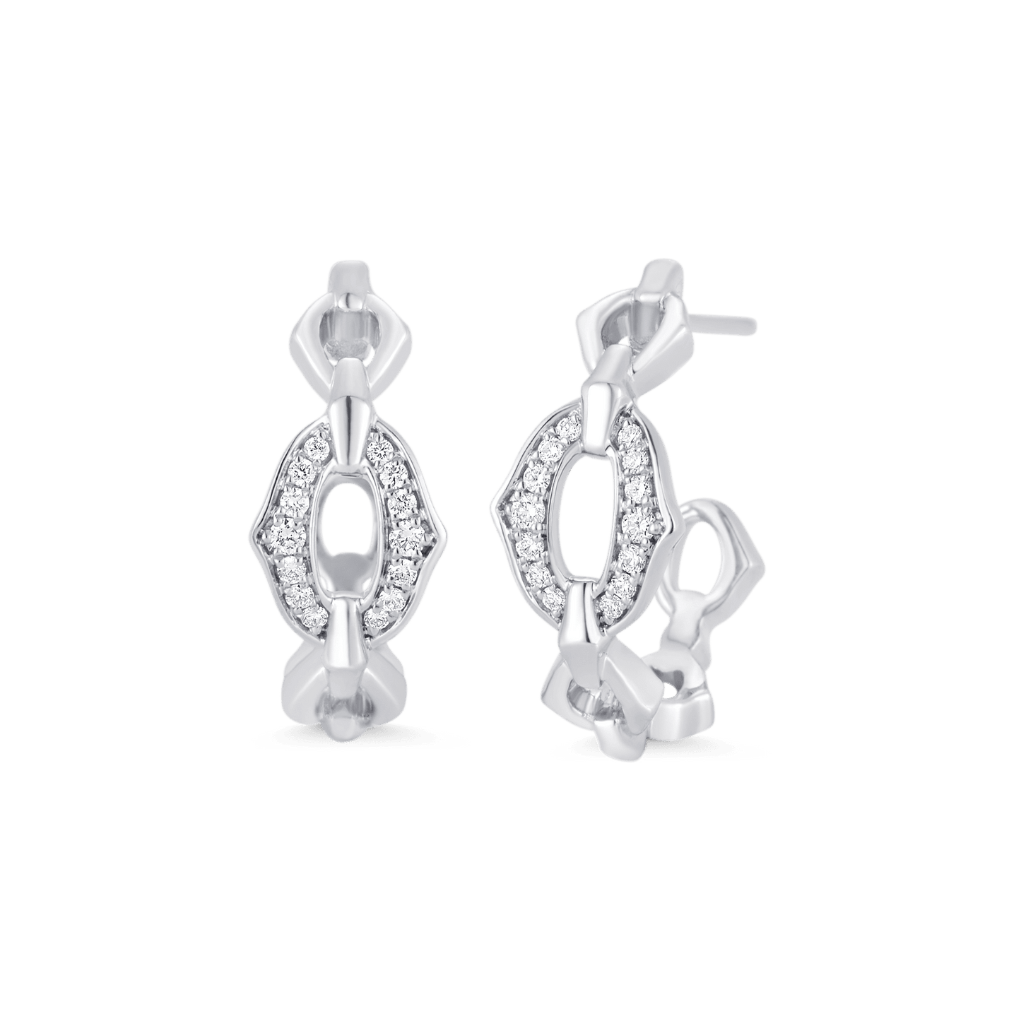 0.18 TCW Round Moissanite Diamond Link Hoop Earrings - farrellouise