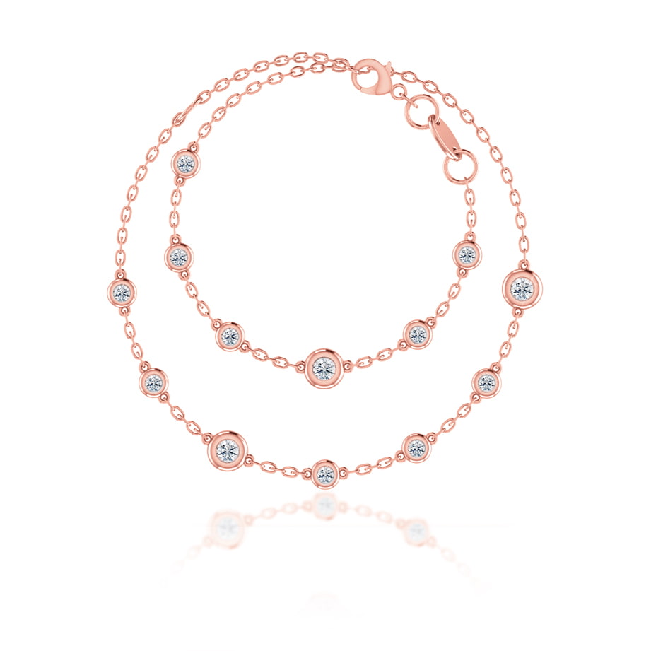 0.24 TCW Round Moissanite Diamond Bezel Style Necklace - farrellouise