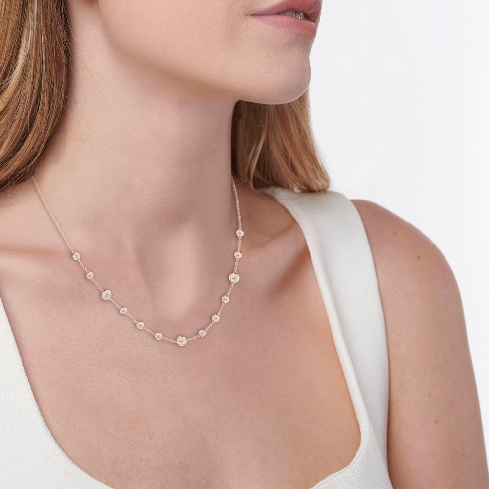0.24 TCW Round Moissanite Diamond Bezel Style Necklace - farrellouise