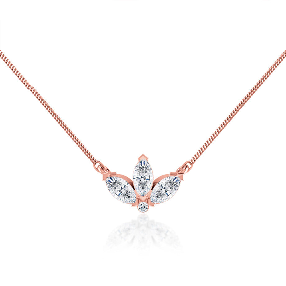 0.32 TCW Round & Marquise Moissanite Diamond Petal Style Necklace - farrellouise