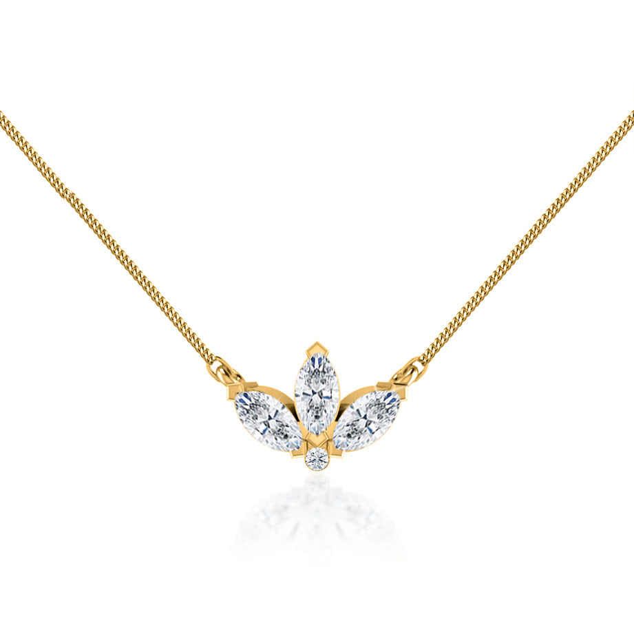 0.32 TCW Round & Marquise Moissanite Diamond Petal Style Necklace - farrellouise