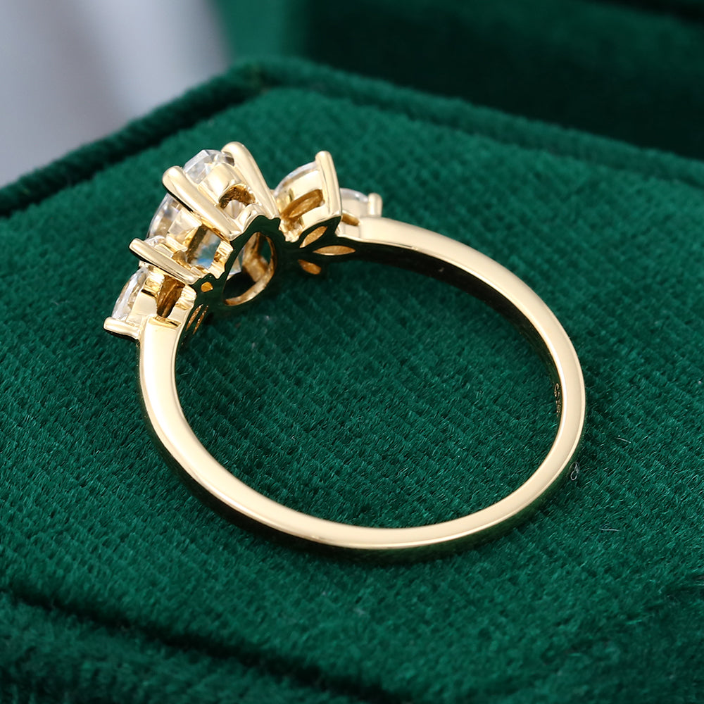 1.0 CT Pear Shaped Moissanite Cluster Engagement Ring - farrellouise