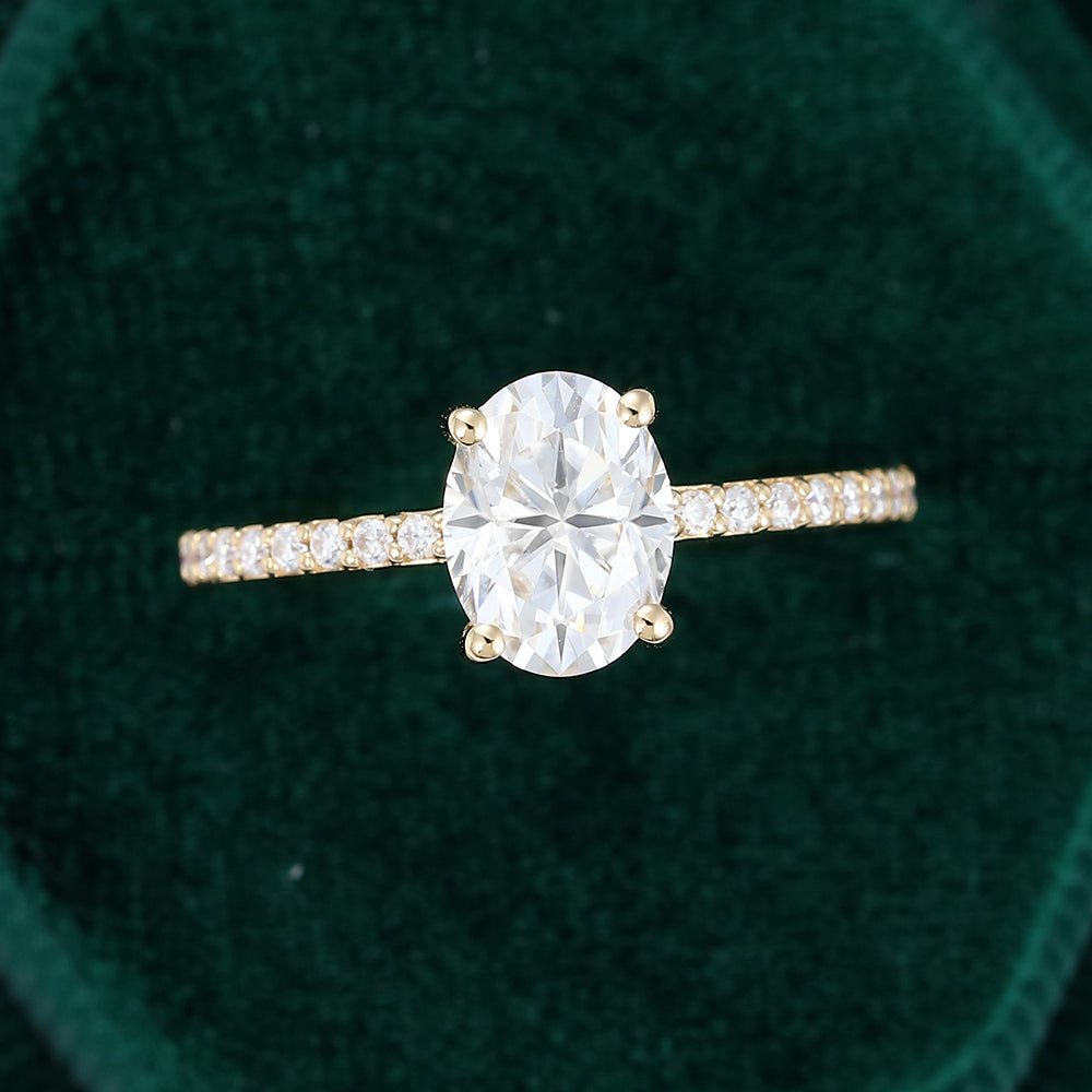 1.33 CT Oval Shaped Moissanite Pave Setting Engagement Ring - farrellouise