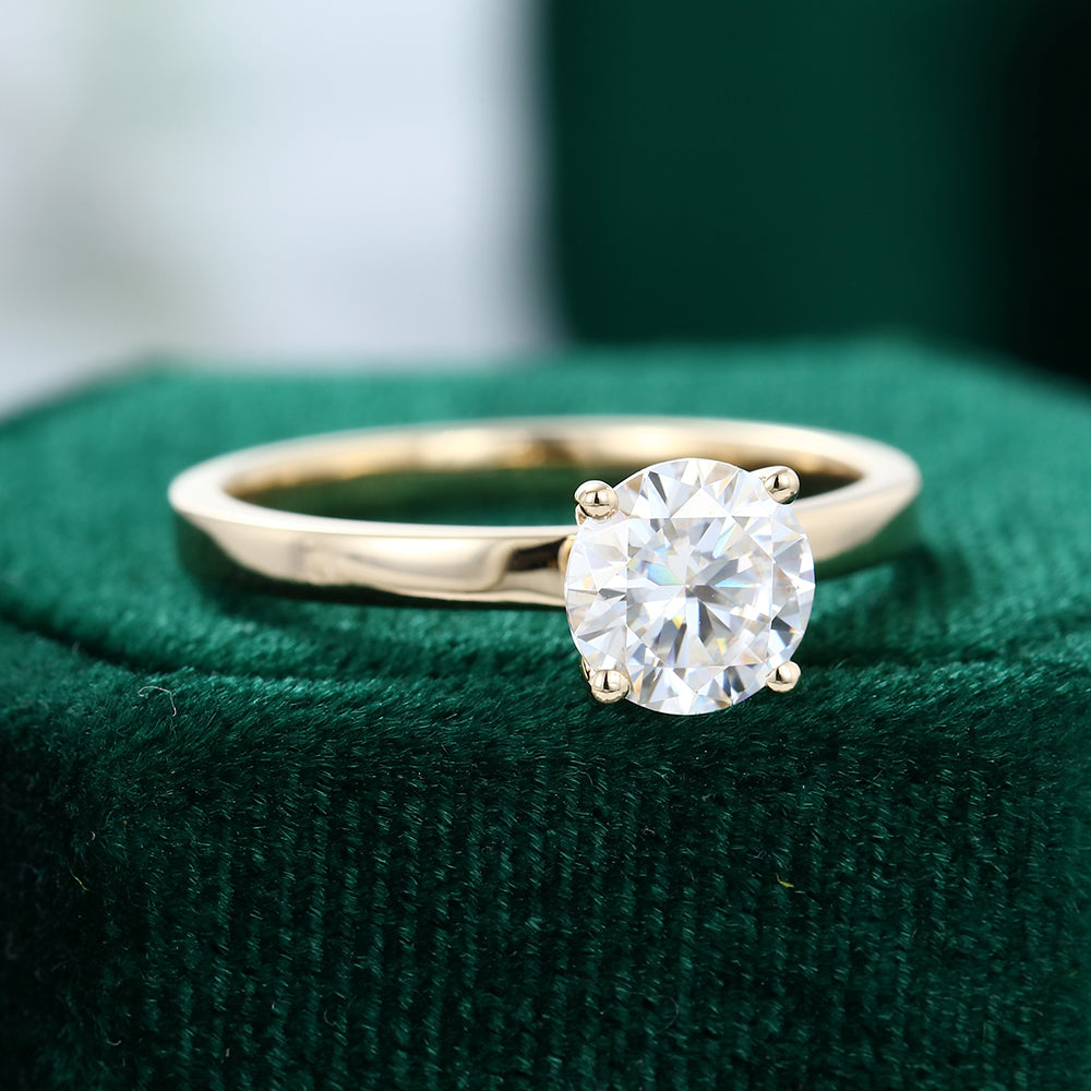 1.10 CT Round Shaped Moissanite Solitaire Engagement Ring - farrellouise