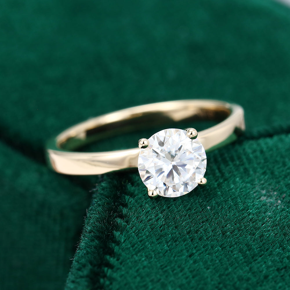 1.10 CT Round Shaped Moissanite Solitaire Engagement Ring - farrellouise