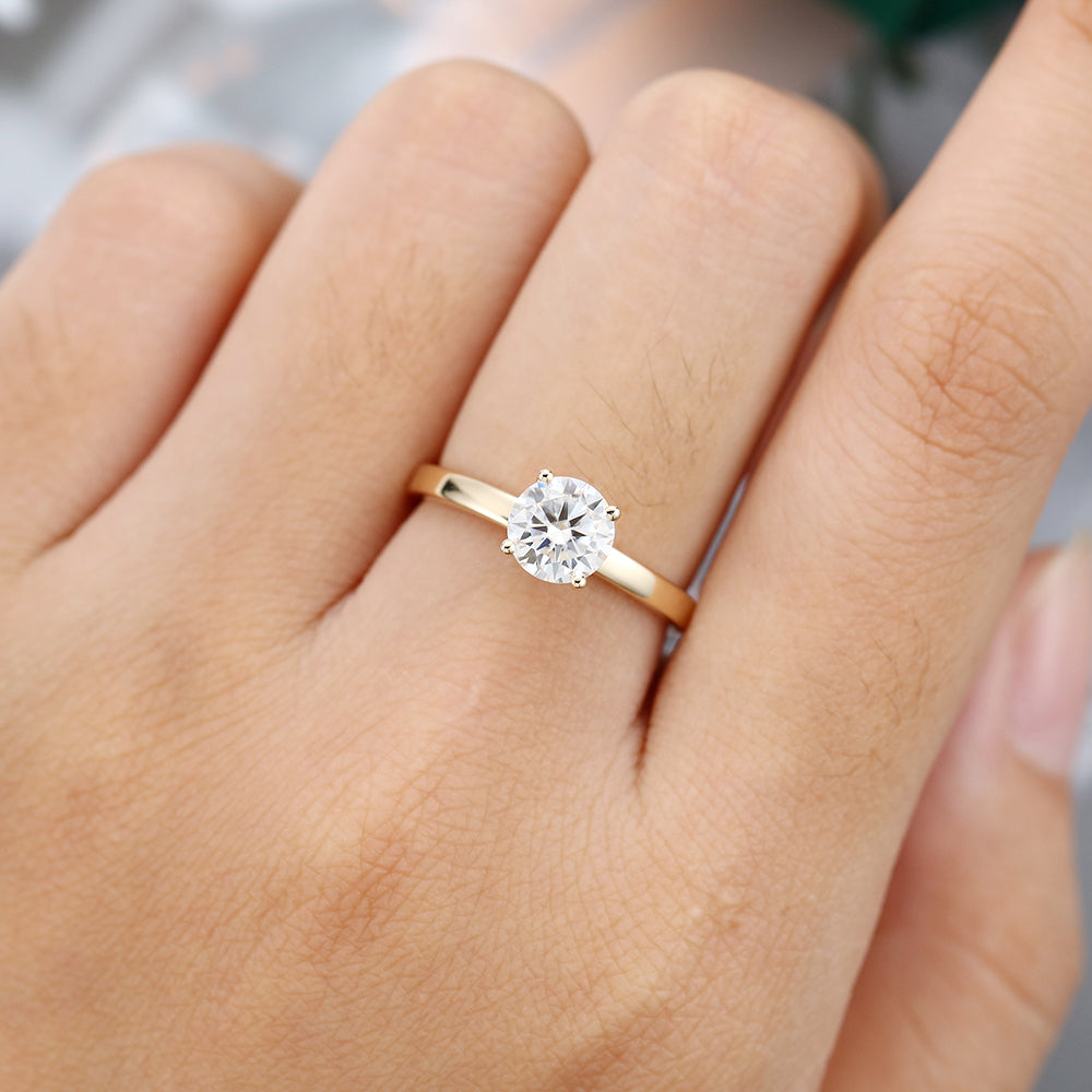 1.10 CT Round Shaped Moissanite Solitaire Engagement Ring - farrellouise