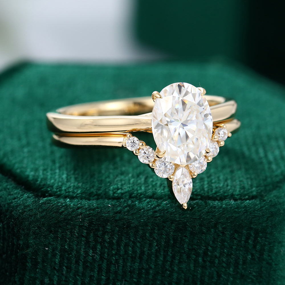 1.33 CT Oval Moissanite Solitaire Bridal Ring Set - farrellouise