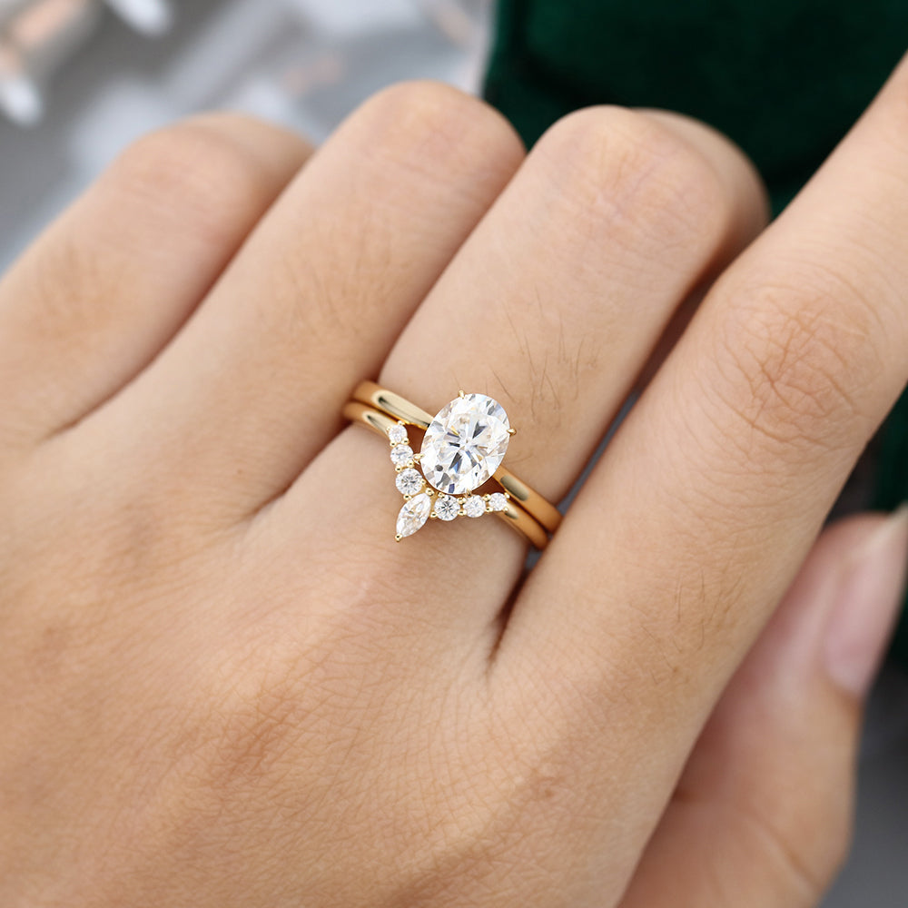 1.33 CT Oval Moissanite Solitaire Bridal Ring Set - farrellouise