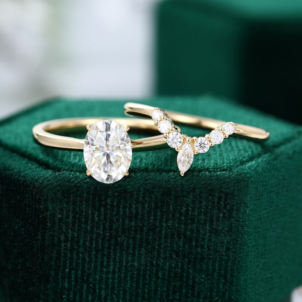 1.33 CT Oval Moissanite Solitaire Bridal Ring Set - farrellouise