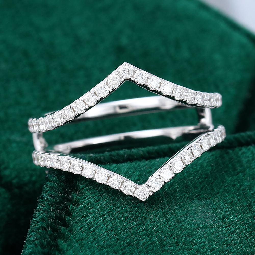 0.45 CT Round Moissanite Double Curved Wedding Band - farrellouise