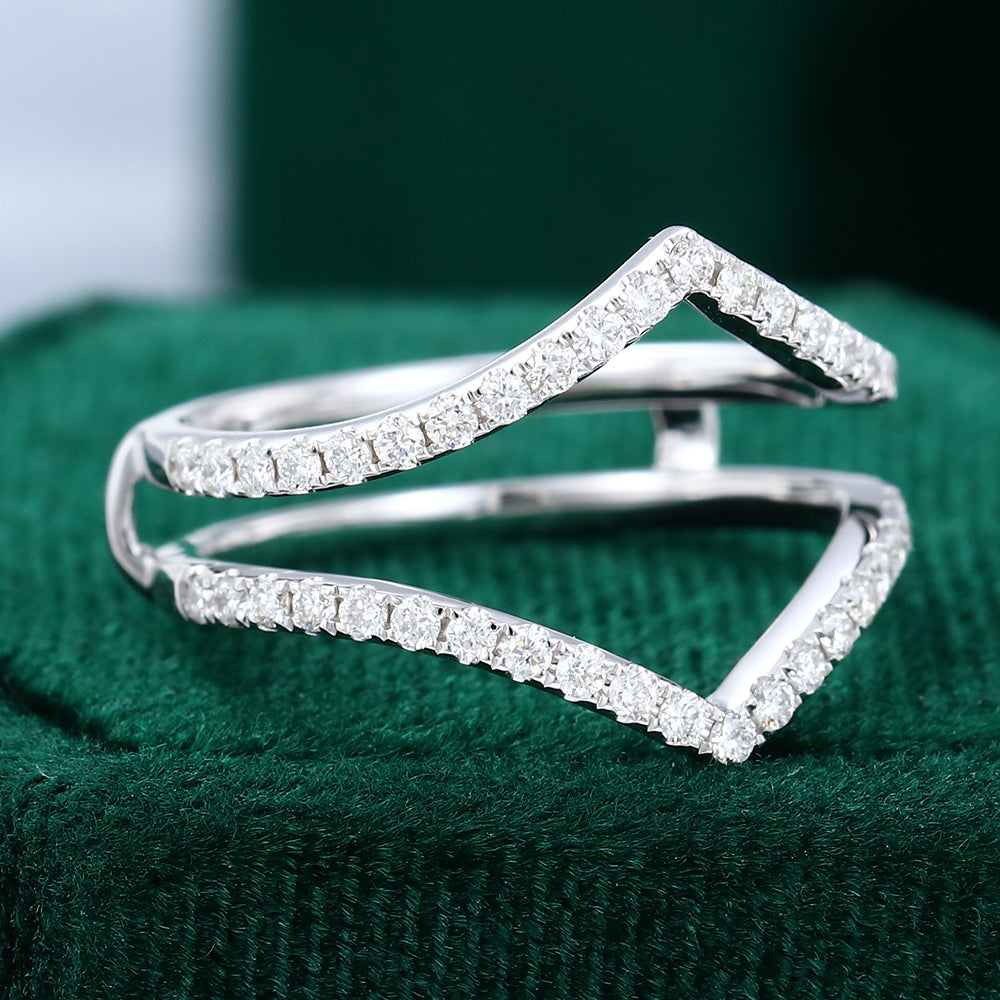 0.45 CT Round Moissanite Double Curved Wedding Band - farrellouise