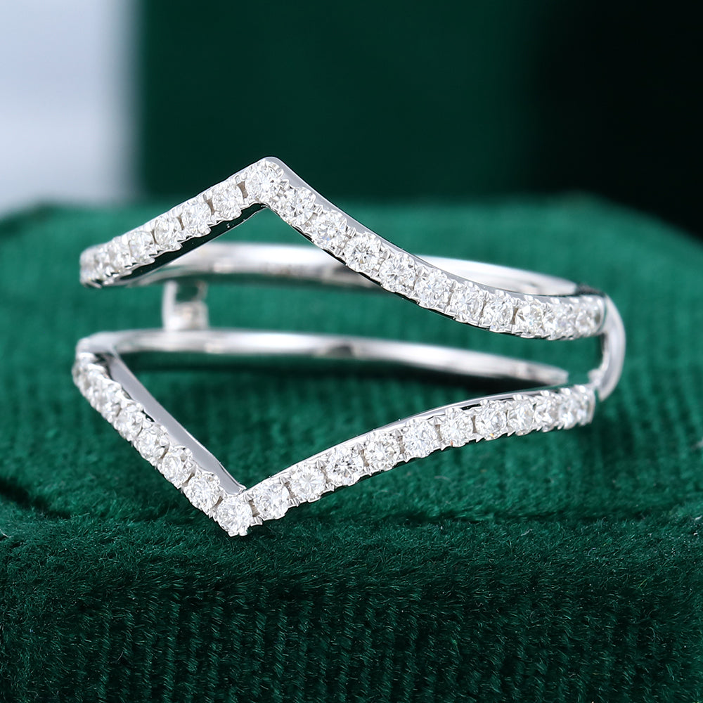 0.45 CT Round Moissanite Double Curved Wedding Band - farrellouise