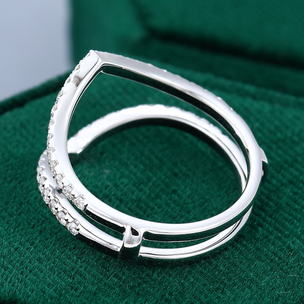 0.45 CT Round Moissanite Double Curved Wedding Band - farrellouise