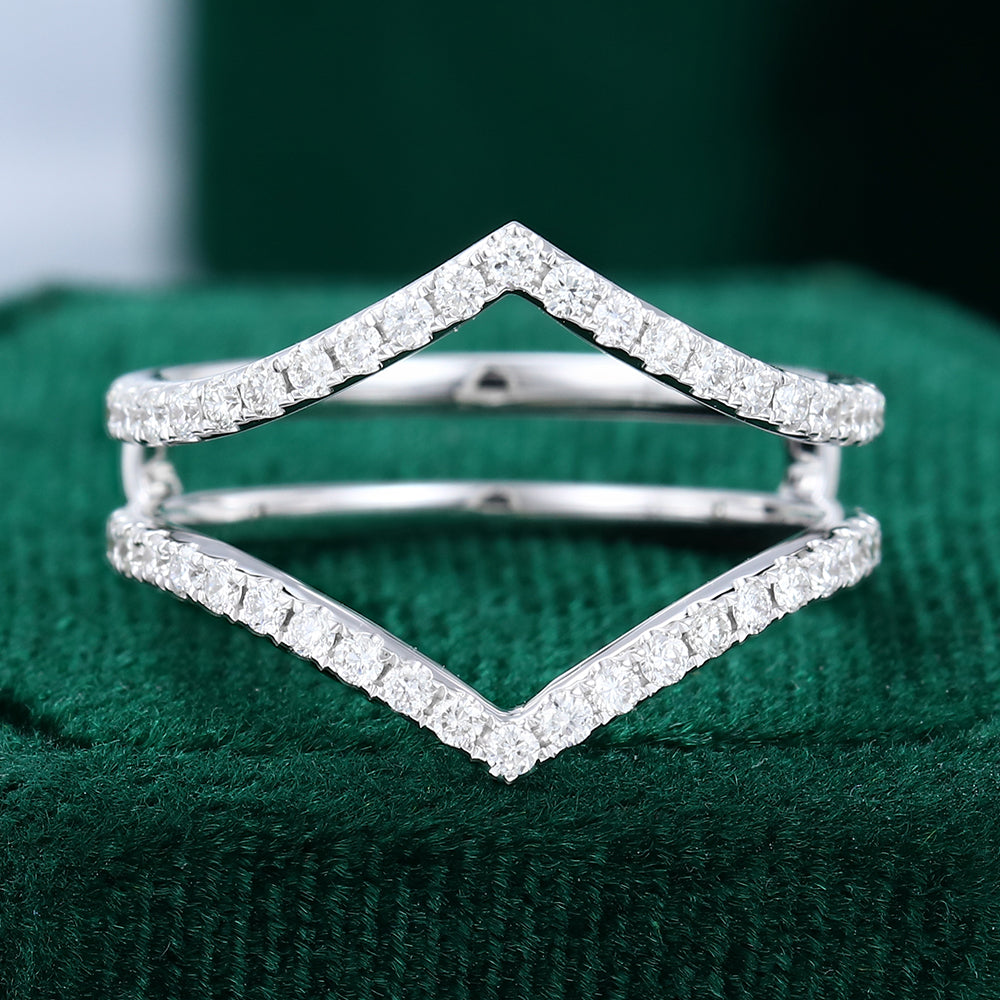 0.45 CT Round Moissanite Double Curved Wedding Band - farrellouise