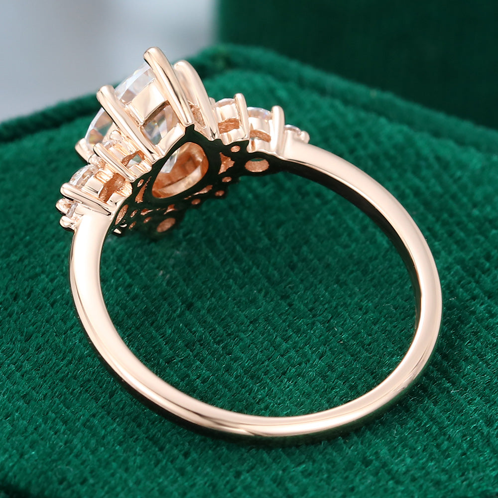1.0 CT Pear Shaped Moissanite Cluster Engagement Ring - farrellouise