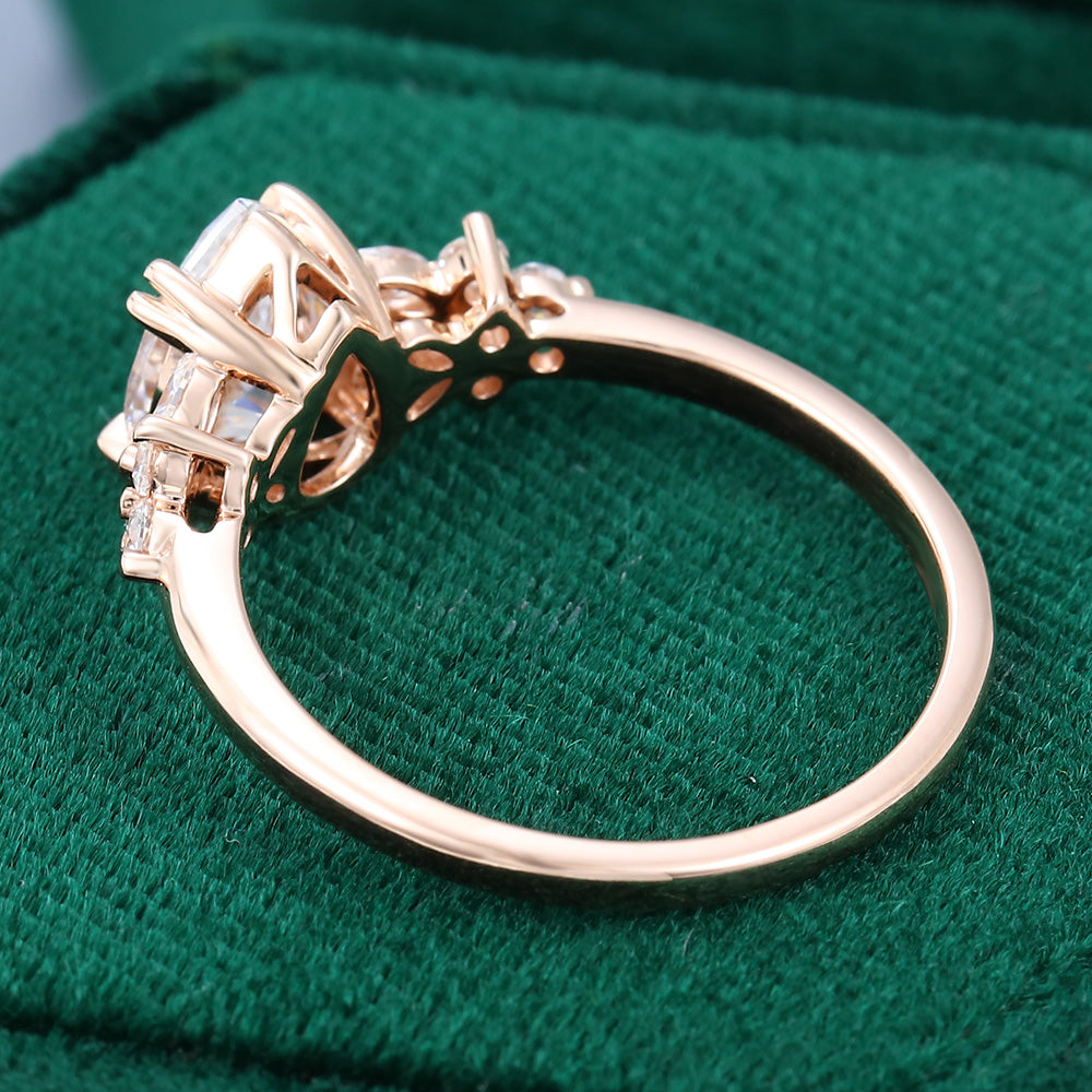 1.0 CT Pear Shaped Moissanite Cluster Engagement Ring - farrellouise