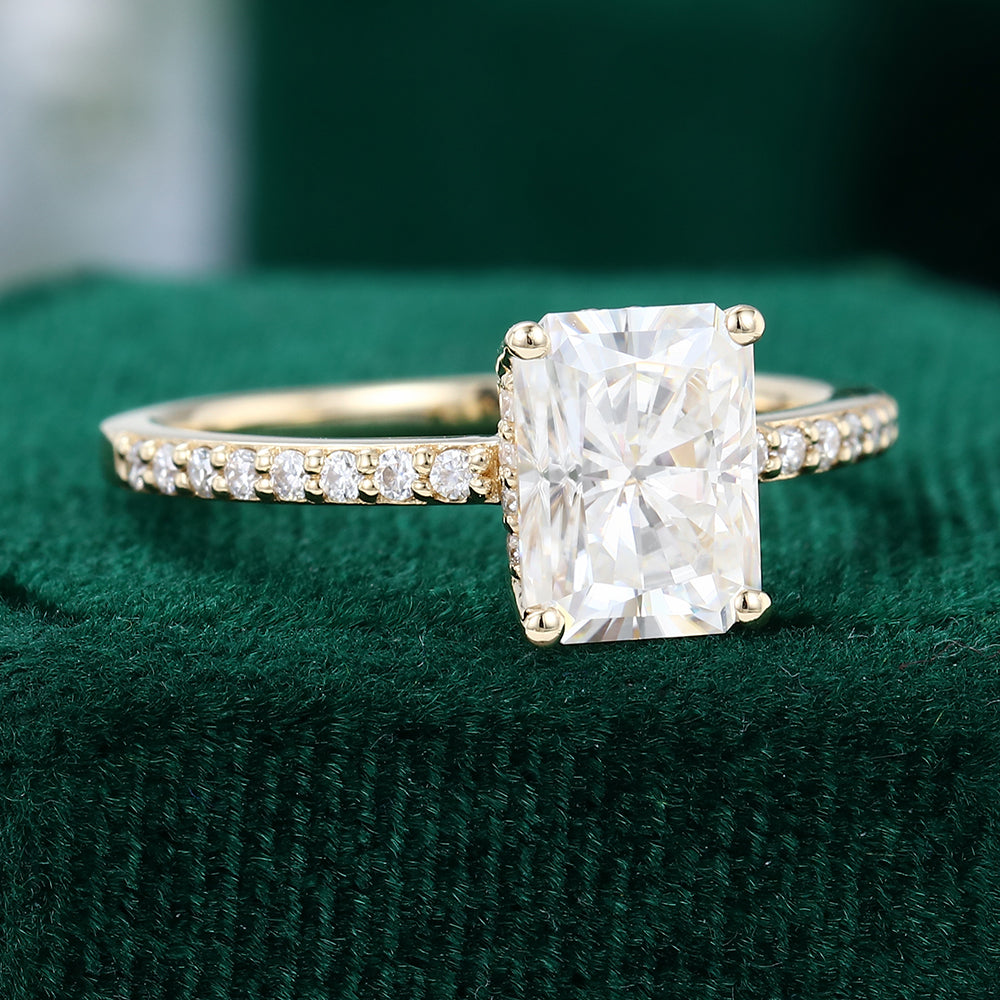 1.67 CT Radiant Shaped Moissanite Hidden Halo Setting Engagement Ring - farrellouise