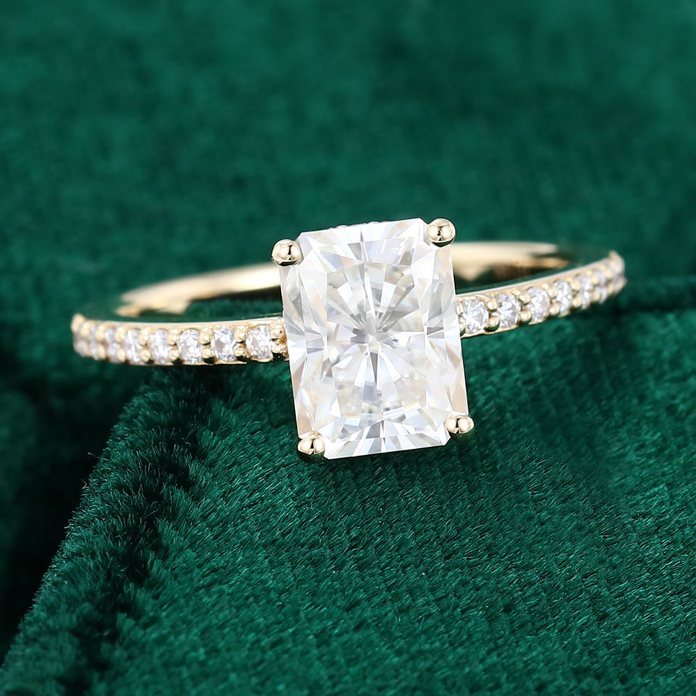 1.67 CT Radiant Shaped Moissanite Hidden Halo Setting Engagement Ring - farrellouise
