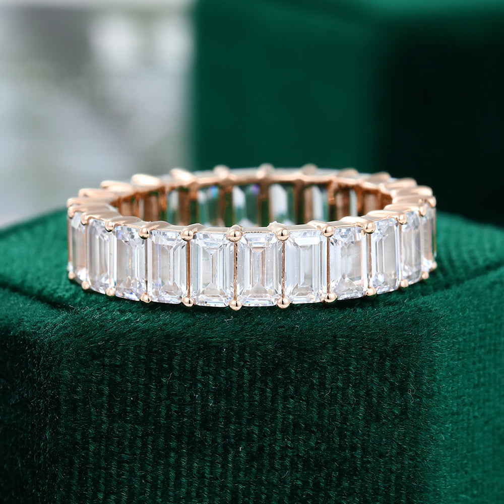 0.25 CT Emerald Moissanite Full Eternity Wedding Band - farrellouise