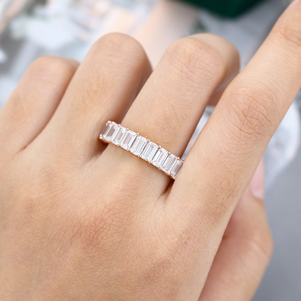 0.25 CT Emerald Moissanite Full Eternity Wedding Band - farrellouise