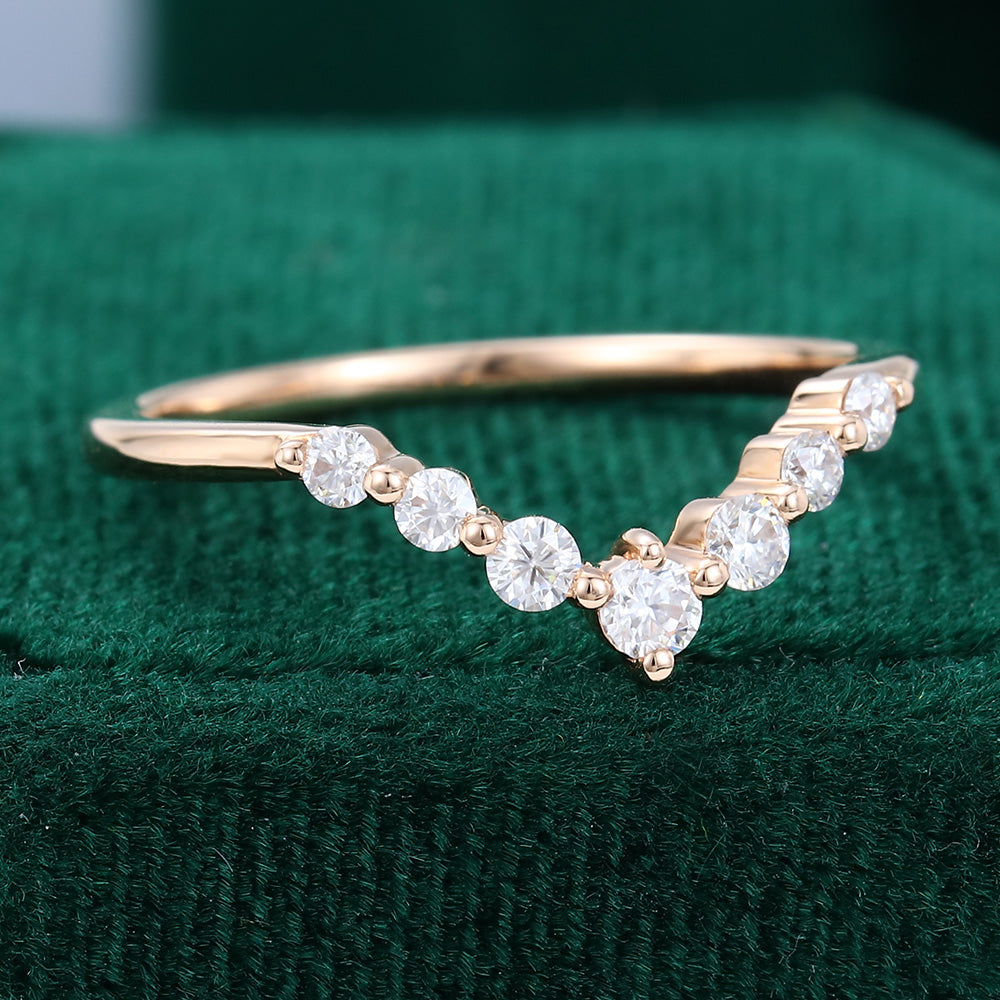 0.25 Round Moissanite Curved Wedding Band - farrellouise