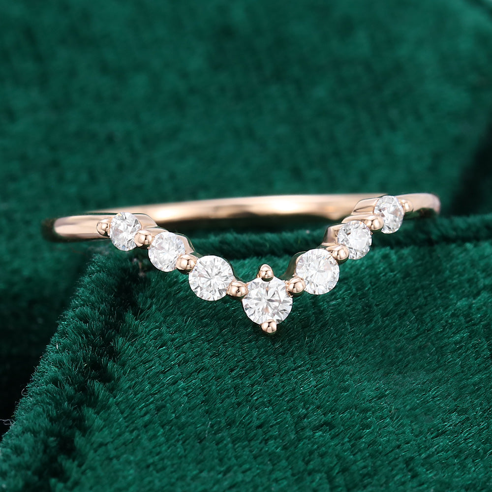 0.25 Round Moissanite Curved Wedding Band - farrellouise