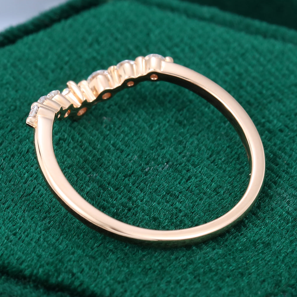 0.25 Round Moissanite Curved Wedding Band - farrellouise