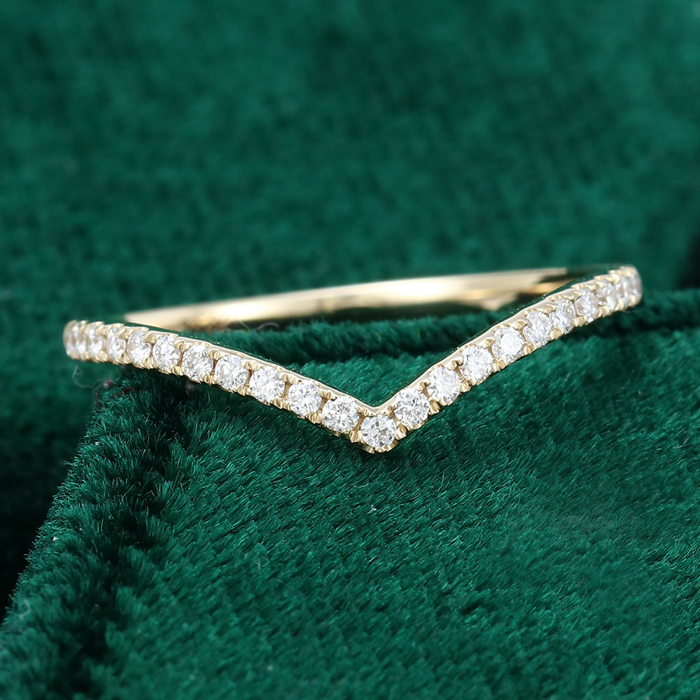 0.13 CT Round Moissanite Curved Wedding Band - farrellouise