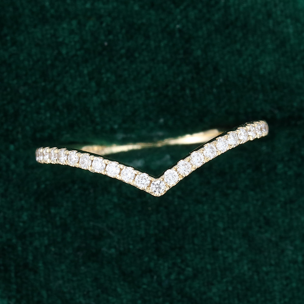0.13 CT Round Moissanite Curved Wedding Band - farrellouise