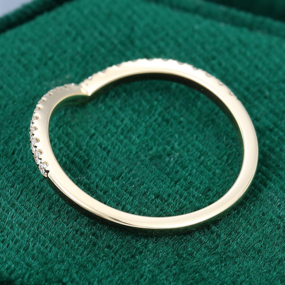 0.13 CT Round Moissanite Curved Wedding Band - farrellouise