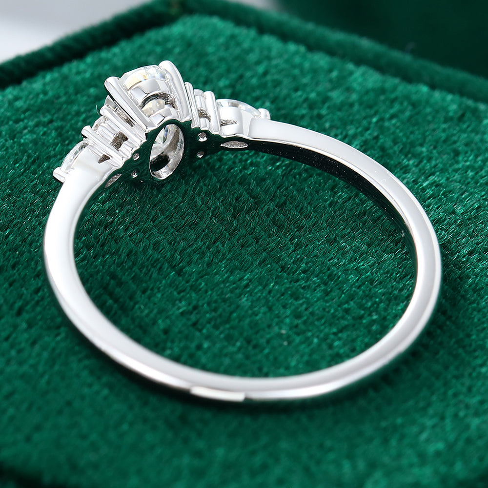 0.43 CT Oval Shaped Moissanite Cluster Engagement Ring - farrellouise