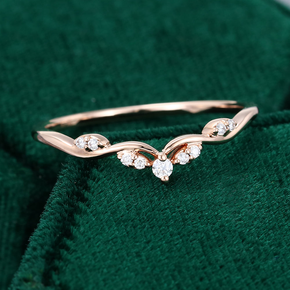 0.10 CT Round Moissanite Art Deco Wedding Band - farrellouise