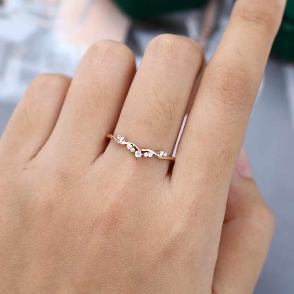 0.10 CT Round Moissanite Art Deco Wedding Band - farrellouise