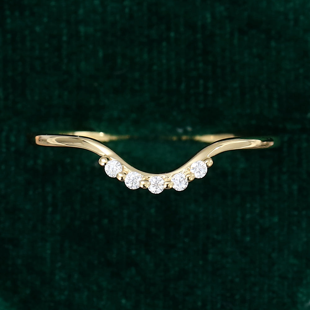 0.05 CT Round Moissanite Curved Wedding Band - farrellouise