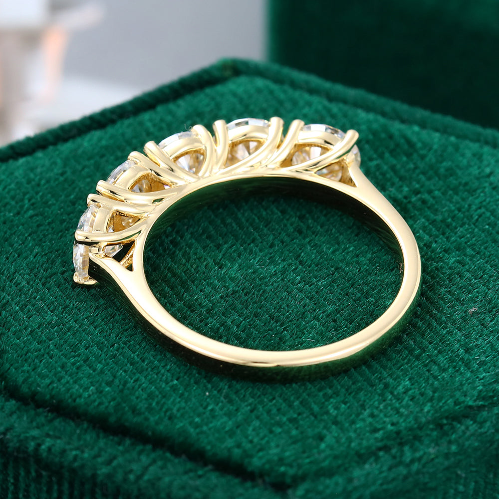 2.15 CT Round Moissanite Five Stone Wedding Band - farrellouise