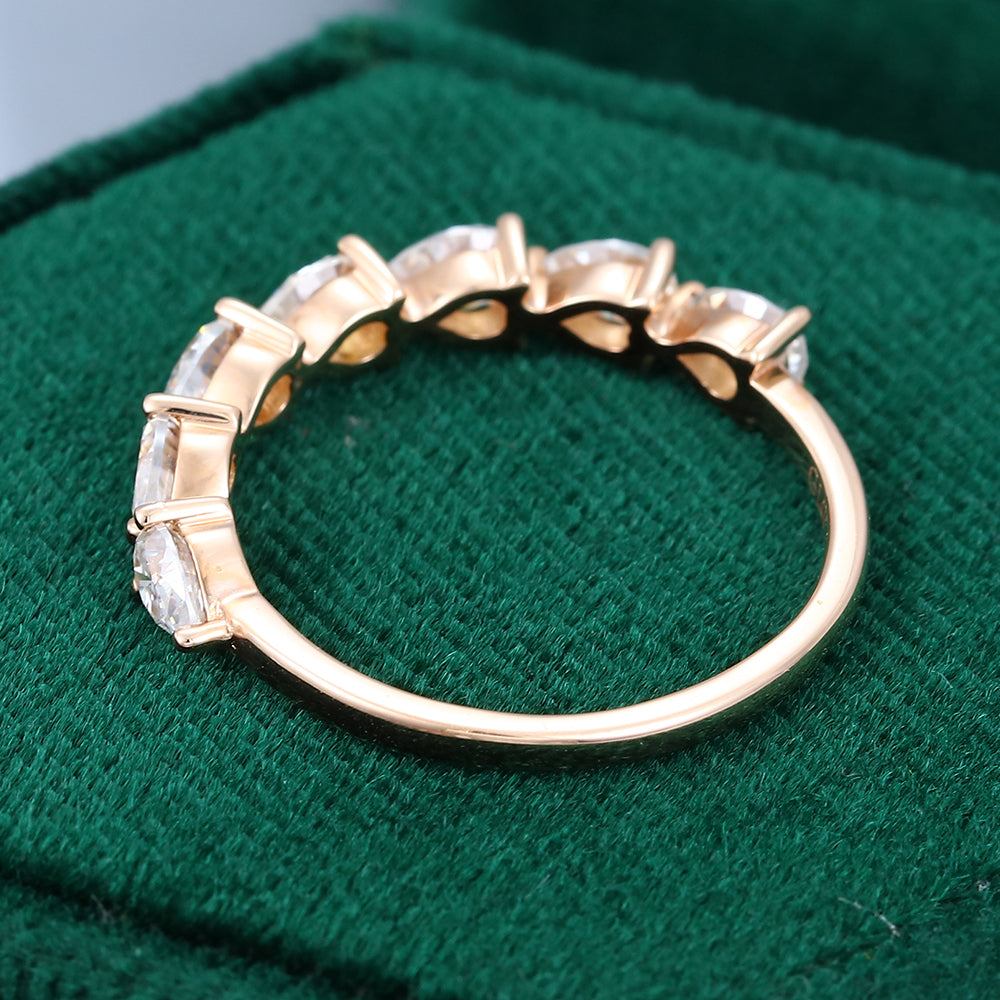 0.15 CT Pear Moissanite Half Eternity Wedding Band - farrellouise